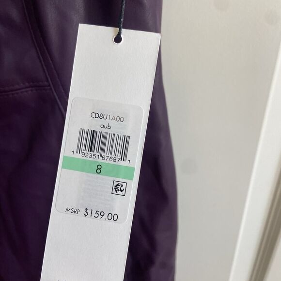 Calvin Klein Faux Leather Sleeveless Sheath Dress Purple Plum Size 8 - Picture 4 of 11